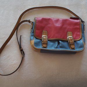 Coach Handbag -- Blue, Pink, Tan Leather